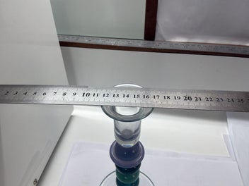 Listing 6 of 7 for DATED 1993 - HOGLUND ART GLASS - CANDLESTICK - SIGNED ON BASE - COLOURFUL SPIRAL