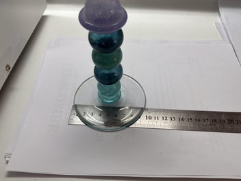 Listing 7 of 7 for DATED 1993 - HOGLUND ART GLASS - CANDLESTICK - SIGNED ON BASE - COLOURFUL SPIRAL