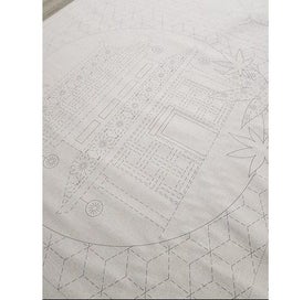 Listing 7 of 7 for Patchwork Sewing Fabric Sashiko Little Scenes Natural Printed Panel 50x137cm