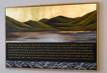 Listing 2 of 11 for THE MAORI LEGEND OF AKAROA- GOLD LEAF - FLOATING FRAME - LARGE