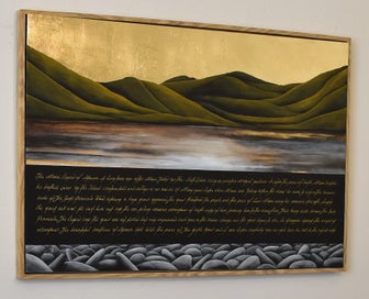 Listing 10 of 11 for THE MAORI LEGEND OF AKAROA- GOLD LEAF - FLOATING FRAME - LARGE