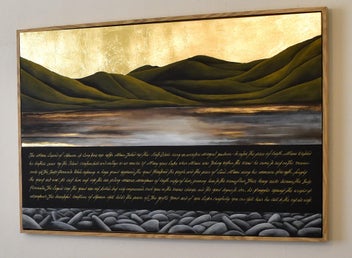 Listing 11 of 11 for THE MAORI LEGEND OF AKAROA- GOLD LEAF - FLOATING FRAME - LARGE