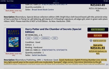 Listing 17 of 18 for Harry Potter; Complete Set, Genuine, Gold Foil Deluxe First Editions On Offer.