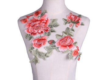 Listing 6 of 9 for 2Pcs Set Rose Flower Embroidery Patches For Clothes