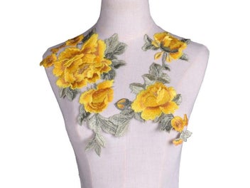 Listing 5 of 9 for 2Pcs Set Rose Flower Embroidery Patches For Clothes