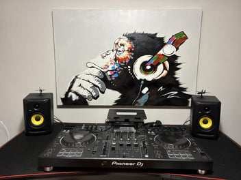 Listing 1 of 8 for Thinking DJ Monkey Pop Art Canvas on 120cm x 80cm Frame