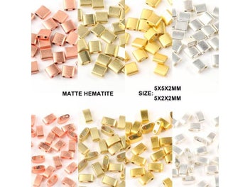 Listing 3 of 10 for Matte Hematite Beads For Jewelry Making - 2 Hole Spacer