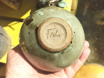 Listing 2 of 5 for NZ Potter Paul Fisher Slip Trailed Stoneware Vase