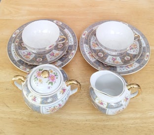 Listing 2 of 18 for Lithophane Eggshell Geisha Trio