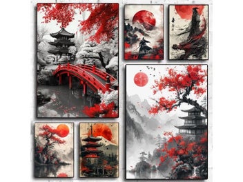 Listing 3 of 10 for Japanese Mountain Temple Canvas Prints For Home Decor