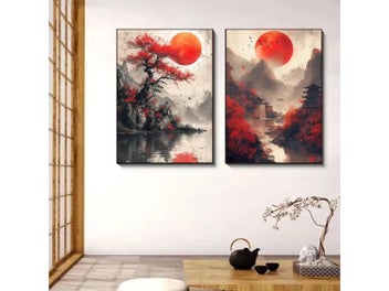Listing 4 of 10 for Japanese Mountain Temple Canvas Prints For Home Decor