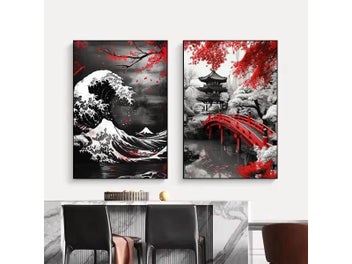 Listing 5 of 10 for Japanese Mountain Temple Canvas Prints For Home Decor