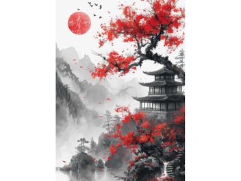 Listing 1 of 10 for Japanese Mountain Temple Canvas Prints For Home Decor