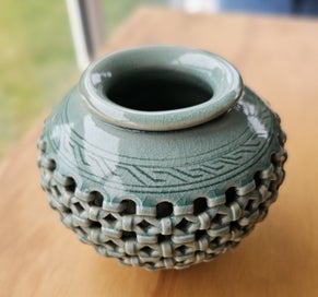 Listing 2 of 7 for Korean Caledon double wall vase
