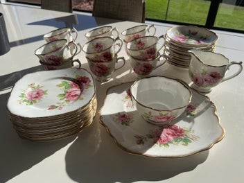 Listing 12 of 12 for American Beauty Royal Albert Tea Set