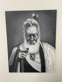Listing 1 of 3 for Stunning Large Maori Rangatira Portrait – Monochrome Canvas Art