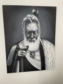 Listing 2 of 3 for Stunning Large Maori Rangatira Portrait – Monochrome Canvas Art