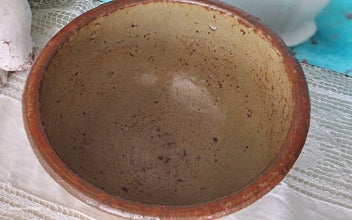 Listing 3 of 5 for Rustic Pottery Bowl Signed Farmhouse Chic