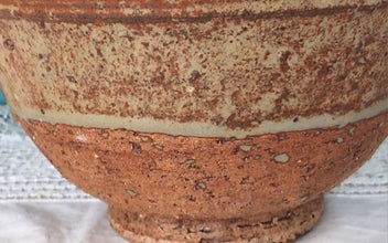 Listing 2 of 5 for Rustic Pottery Bowl Signed Farmhouse Chic