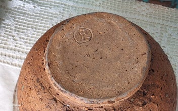 Listing 5 of 5 for Rustic Pottery Bowl Signed Farmhouse Chic