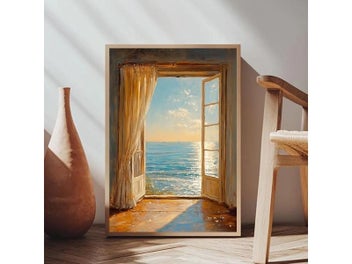 Listing 6 of 10 for Ocean Oil Painting Landscape Poster For Living Room Decor