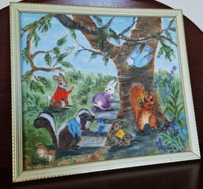 Listing 5 of 14 for <<< WHIMSICAL ORIGINAL SIGNED " FAY LAUNE??? " OIL PAINTING >>>