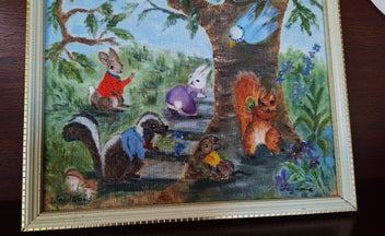 Listing 11 of 14 for <<< WHIMSICAL ORIGINAL SIGNED " FAY LAUNE??? " OIL PAINTING >>>