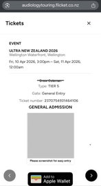 Listing 2 of 3 for Ultra Wellington Festival Tickets x2 - GA Tier 5 – Digital Transfer