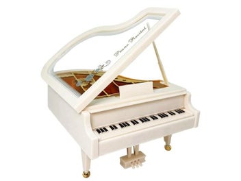 Listing 1 of 9 for White Clockwork Piano Musical Box For Girls Decor