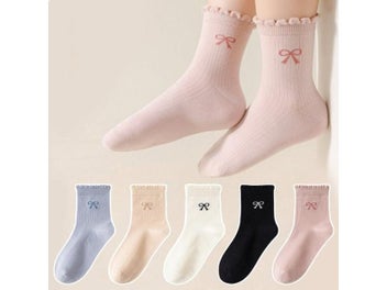 Listing 1 of 9 for 3 Pairs Girls Mid Calf Socks With Lace Bow For Daily