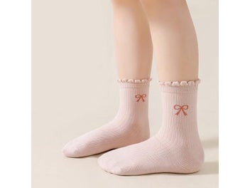 Listing 6 of 9 for 3 Pairs Girls Mid Calf Socks With Lace Bow For Daily