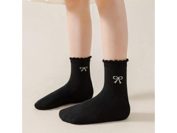 Listing 7 of 9 for 3 Pairs Girls Mid Calf Socks With Lace Bow For Daily