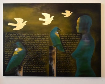 Listing 10 of 12 for THE MYSTICAL LEGEND OF THE TUI - GOLD LEAF - EXTRA LARGE - NZ ORIGINAL