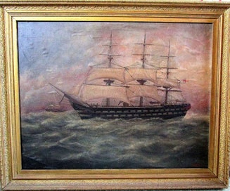 Listing 1 of 3 for *** VERY OLD EARLY 1900s FRAMED OIL PAINTING OF THE HMS VICTORY ***