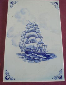 Listing 1 of 3 for CLASSIC HANPAINTED DELFT HOLLAND BLUE & WHITE GLAZED TILE SIGNED