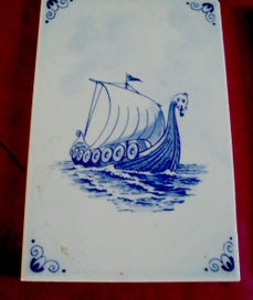 Listing 1 of 3 for CLASSIC HANPAINTED DELFT HOLLAND BLUE & WHITE GLAZED TILE SIGNED