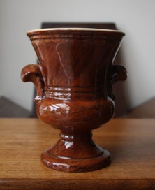Listing 4 of 12 for Titian Pottery Mahogany Glazed Vase: Great Glaze but a Chip to Base