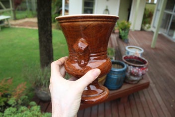 Listing 11 of 12 for Titian Pottery Mahogany Glazed Vase: Great Glaze but a Chip to Base