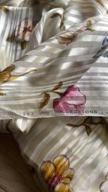 Listing 5 of 5 for Vintage Cream Striped Floral Silk 4m