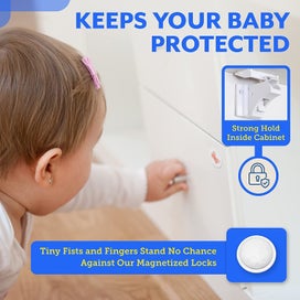 Listing 4 of 7 for Cabinet Locks for Babies - 20-Pack Magnetic Baby Proof Safety Latches?, 3 Key