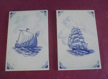 Listing 3 of 3 for CLASSIC HANPAINTED DELFT HOLLAND BLUE & WHITE GLAZED TILE SIGNED