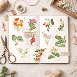 Listing 2 of 4 for 100 Vintage Botanical Floral Prints - Digital Download