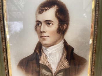 Listing 3 of 6 for Antique print portrait of Robert Burns print on glass