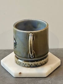 Listing 2 of 7 for Vintage Wade or Ireland Clover Leaf Fringed Mug with Irish Country Scene.
