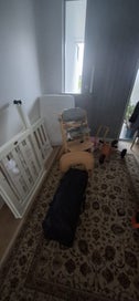 Listing 5 of 6 for Baby highchair travel cot ,cot and two wooden toys