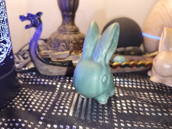 Listing 2 of 4 for VINTAGE SNUB NOSED BUNNY IN GREEN