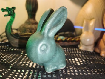 Listing 3 of 4 for VINTAGE SNUB NOSED BUNNY IN GREEN