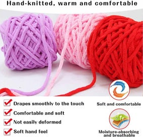 Listing 3 of 9 for 100g Soft Chenille Yarn Velvet Yarn for Crocheting, Fluffy Yarn for Knitting