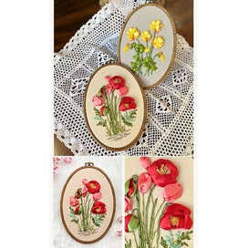Listing 2 of 12 for Stamped Embroidery Kit For Beginners, Flower Pattern 3D Ribbon Embroidery Kit