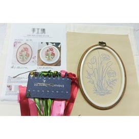 Listing 6 of 12 for Stamped Embroidery Kit For Beginners, Flower Pattern 3D Ribbon Embroidery Kit